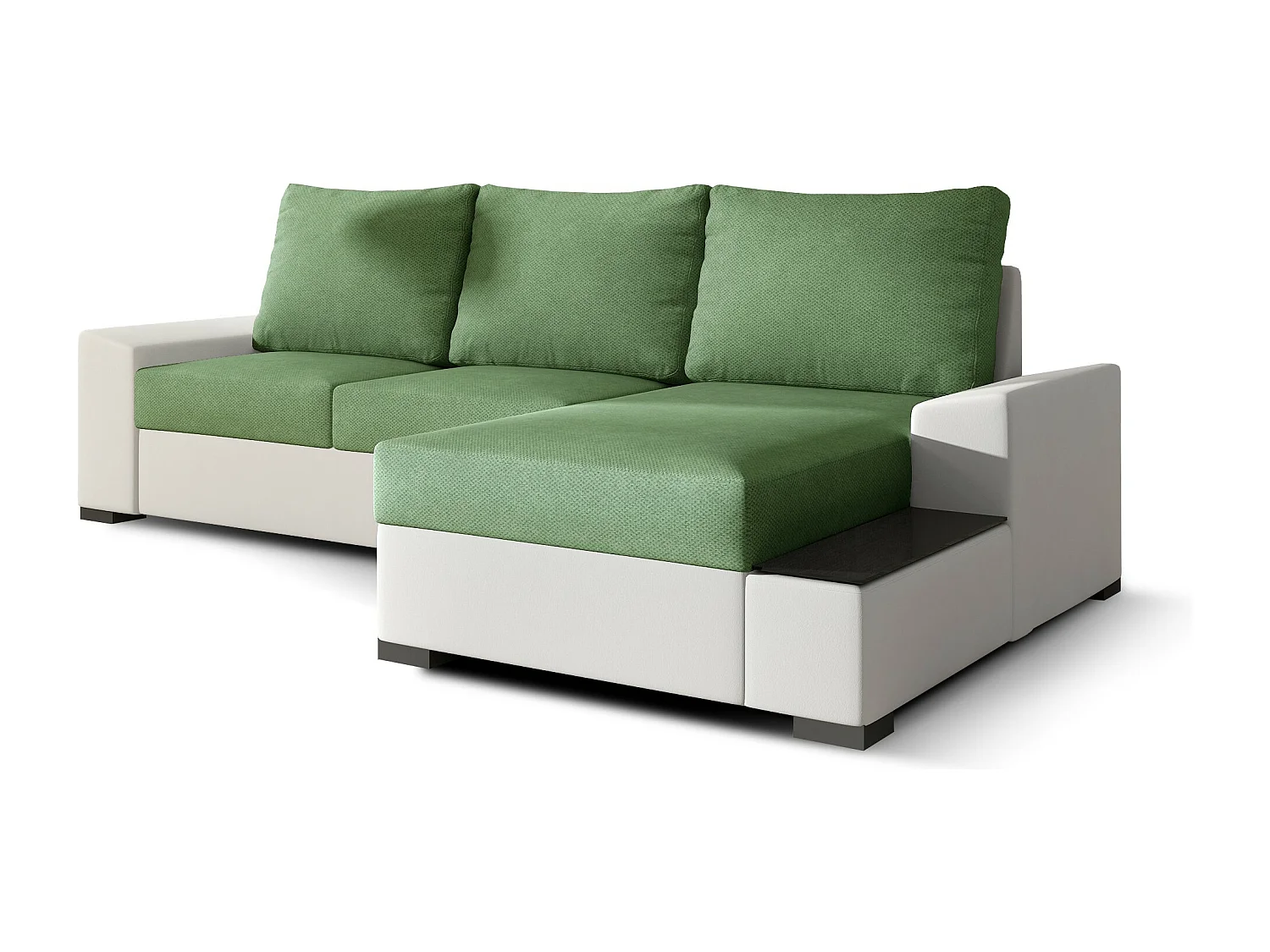 Divano d'angolo Arte R/rivestimento in tessut/Verde&Bianco