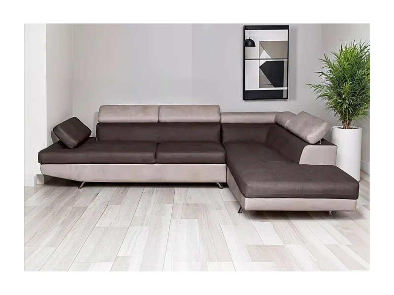 Ecksofa Rio R/Stoffbezug/Beige&Braun