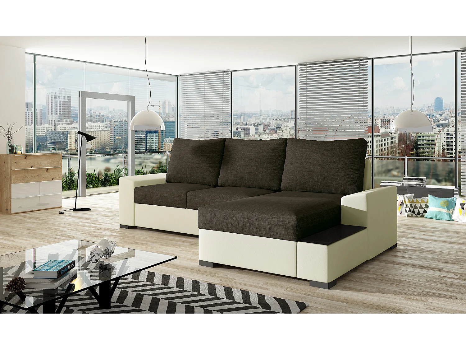 Ecksofa Arte R/Stoffbezug/Braun&Beige