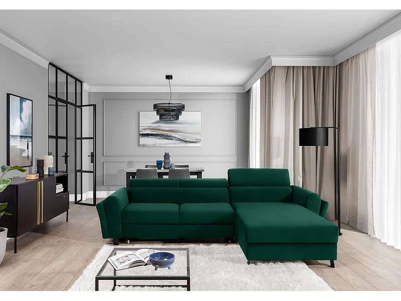 Divano d'angolo Salvia R /rivestimento in tessut/Verde