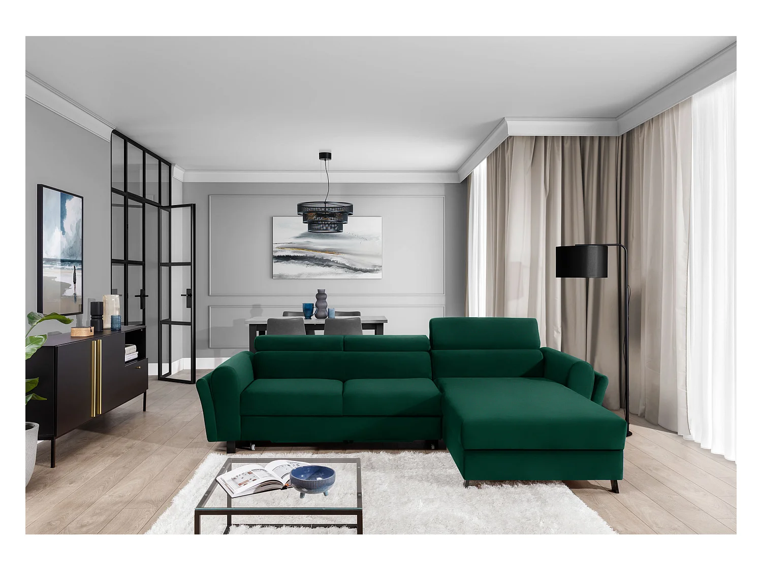 Canapé Corner Salvia R/revêtement tissu/Vert