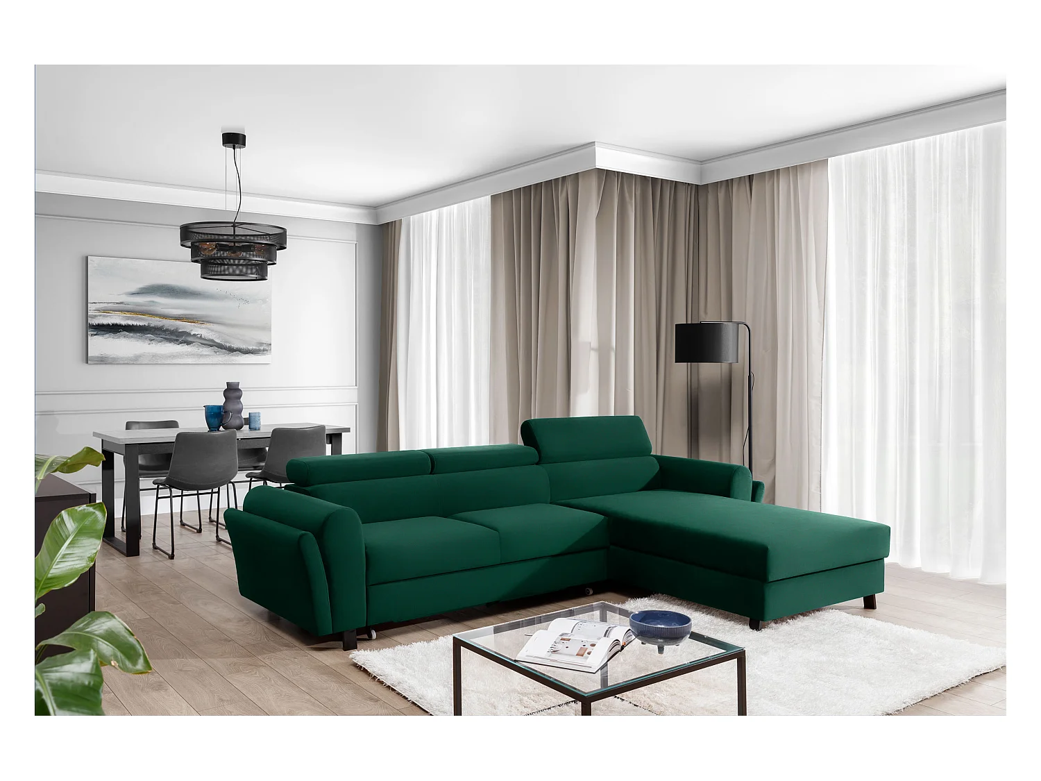 Canapé Corner Salvia R/revêtement tissu/Vert