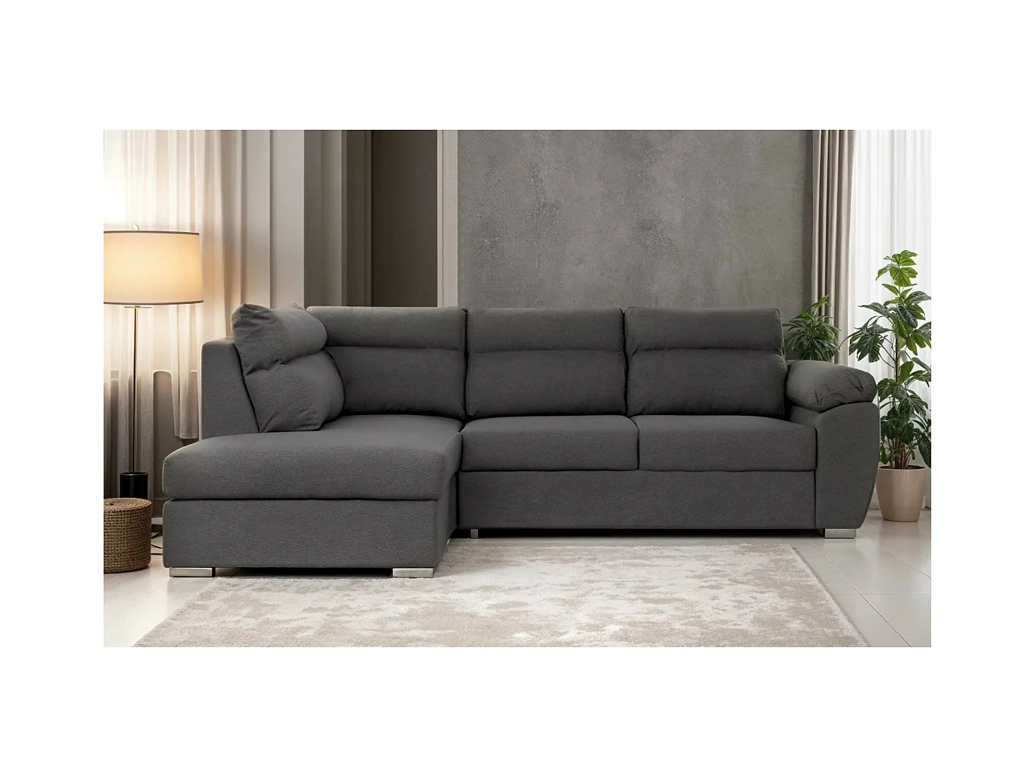 Canapé d'angle Kendal L/revêtement tissu/Gris