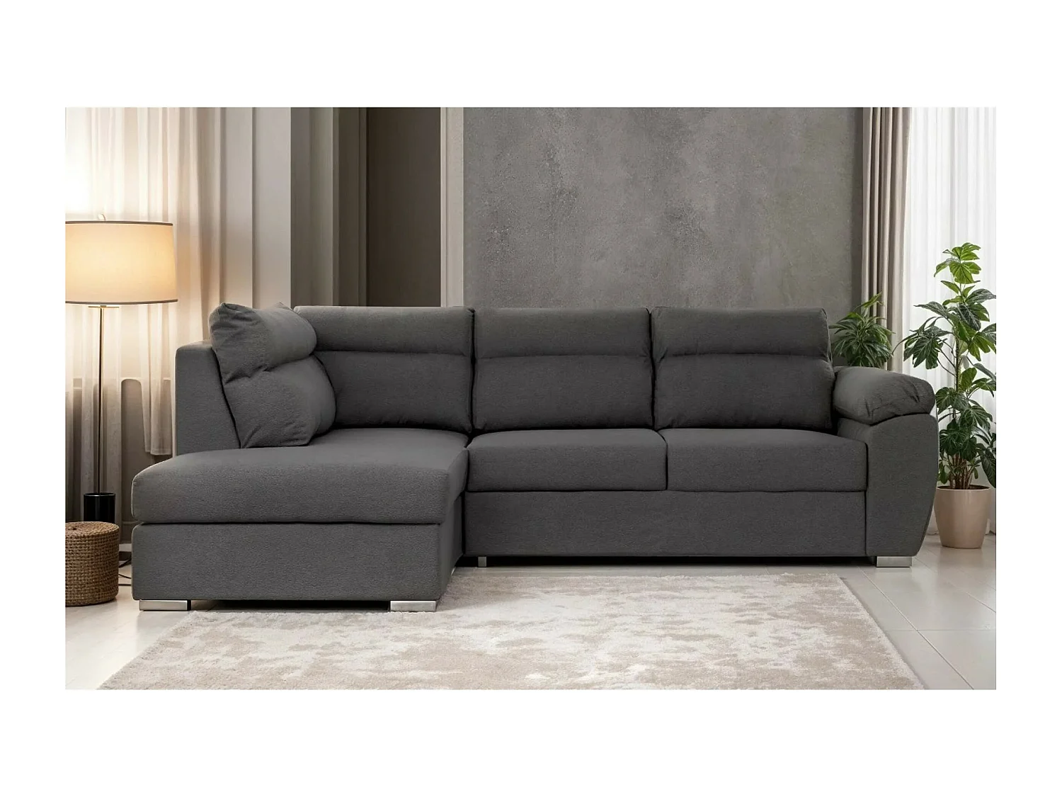 Canapé d'angle Kendal L/revêtement tissu/Gris