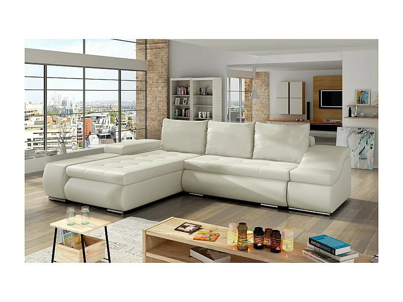 Divano d'angolo Swicco L/rivestimento in tessut/Beige