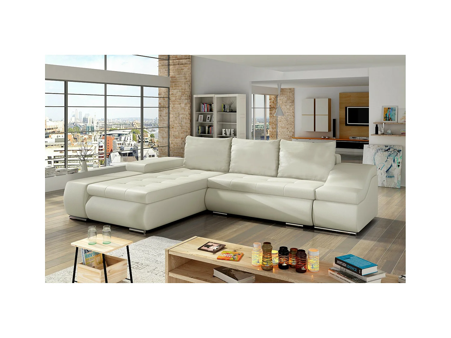 Ecksofa Swicco L/Stoffbezug/Beige