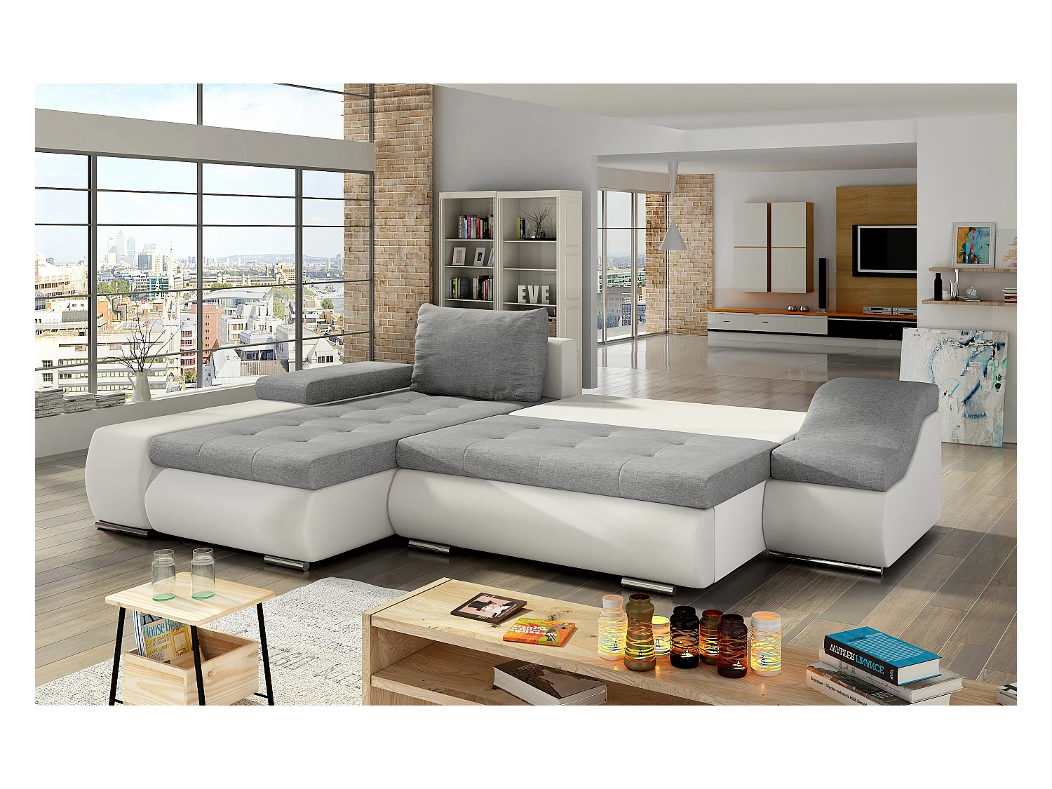 Ecksofa Swicco L/Stoffbezug/Beige