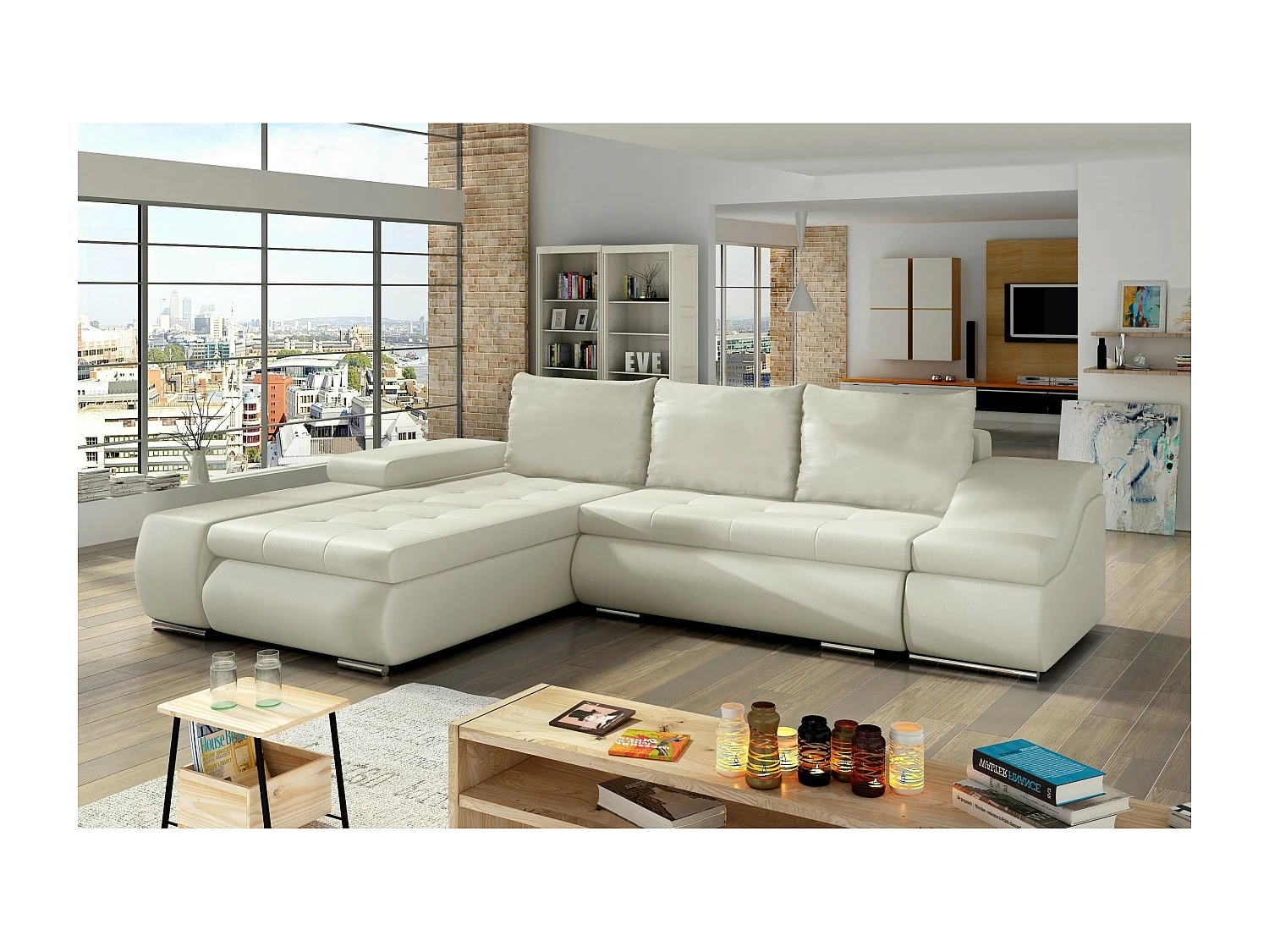 Ecksofa Swicco L/Stoffbezug/Beige