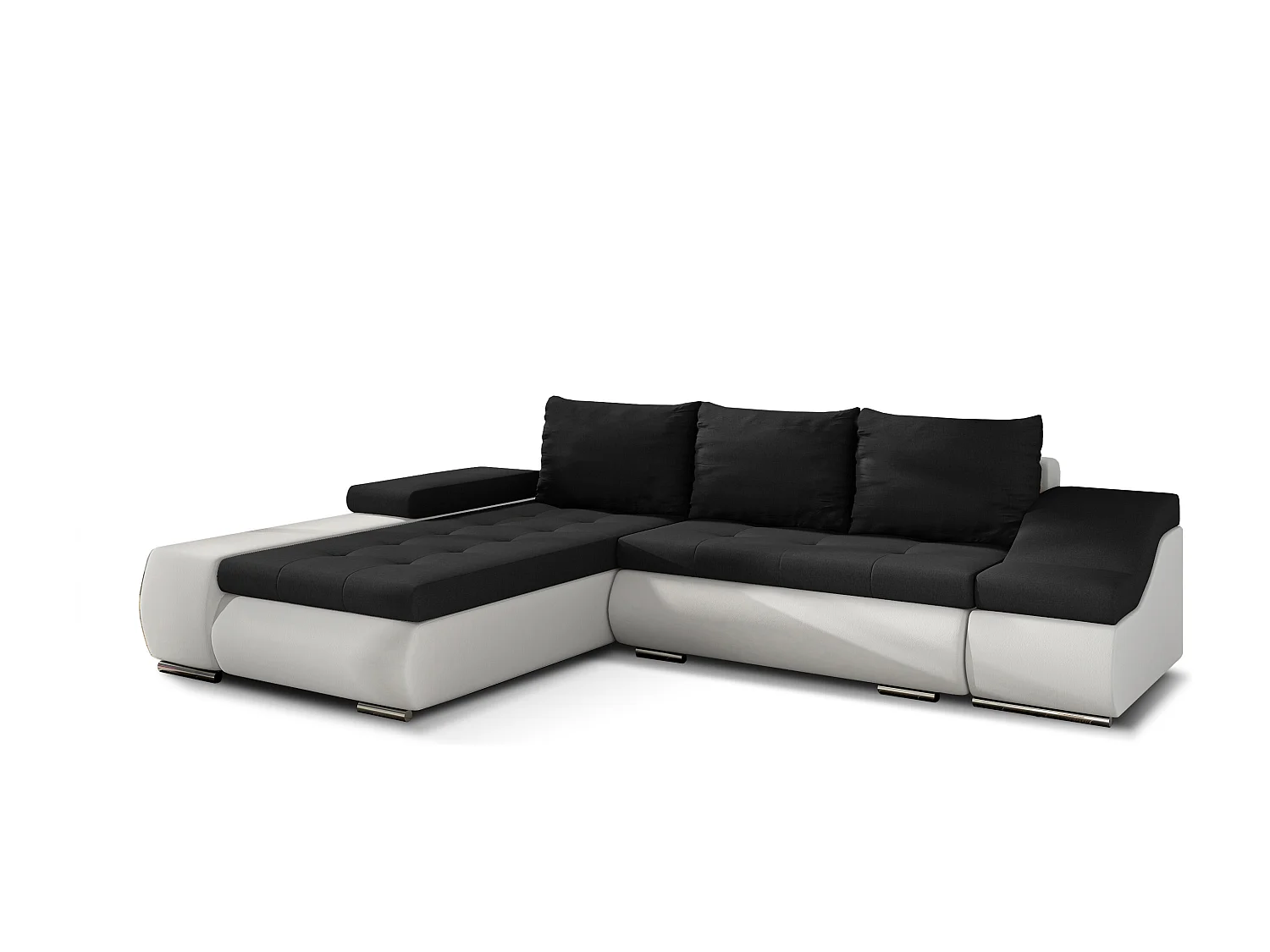 Ecksofa Swicco L/Stoffbezug/Schwarz&Weiss