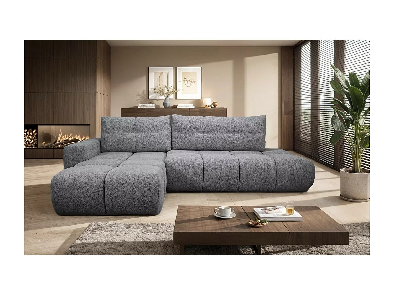 Ecksofa Soho Lux L/Stoffbezug/Grau