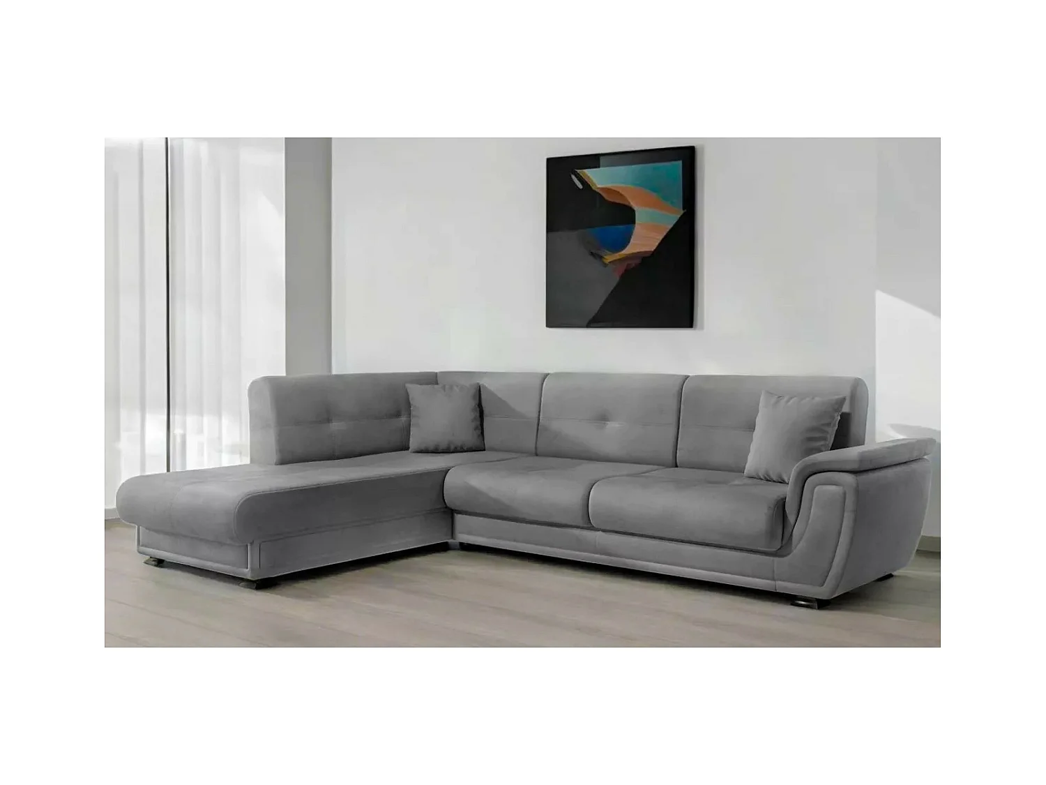 Canapé d'angle California L/revêtement tissu/Gris