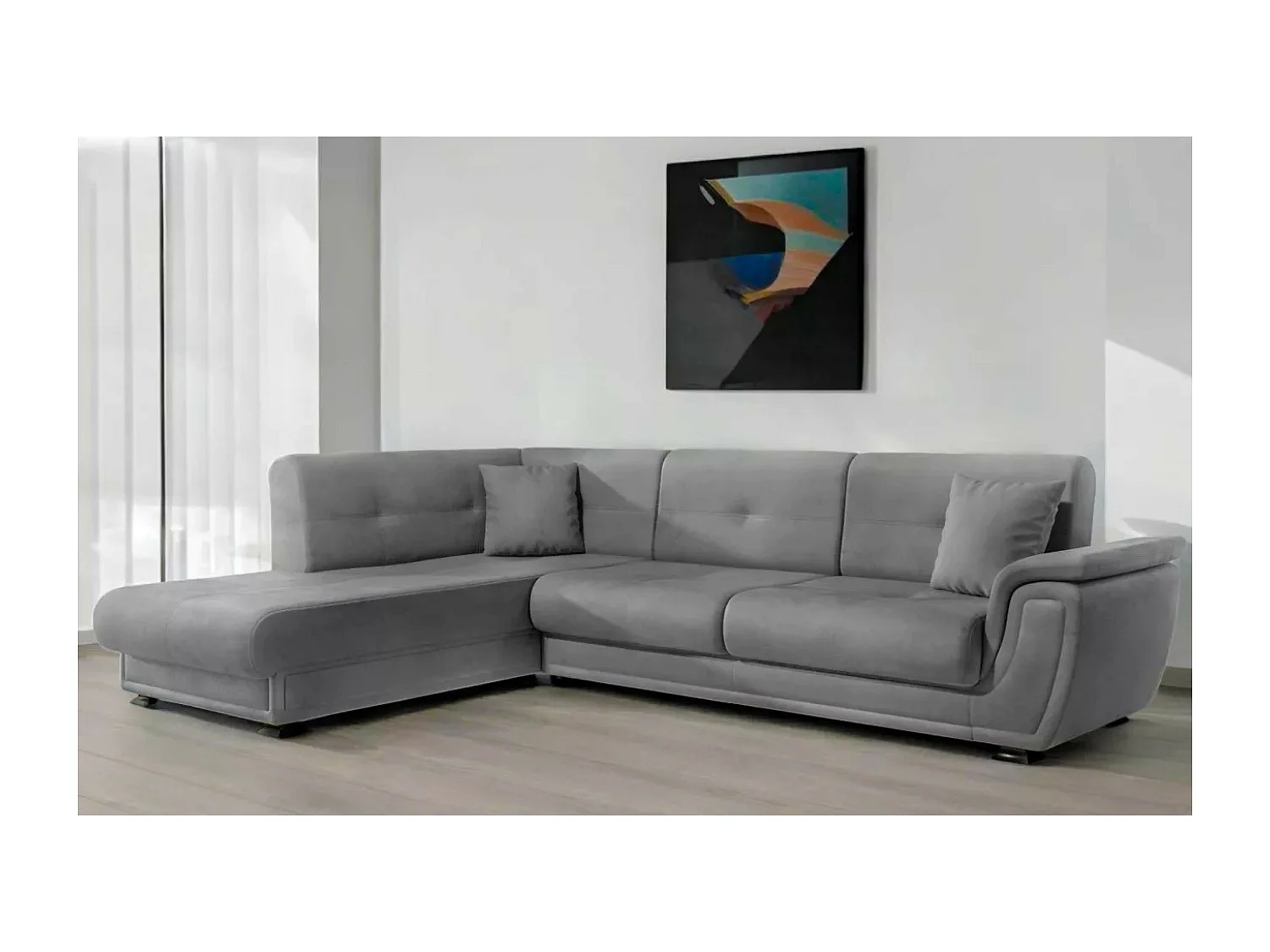 Canapé d'angle California L/revêtement tissu/Gris