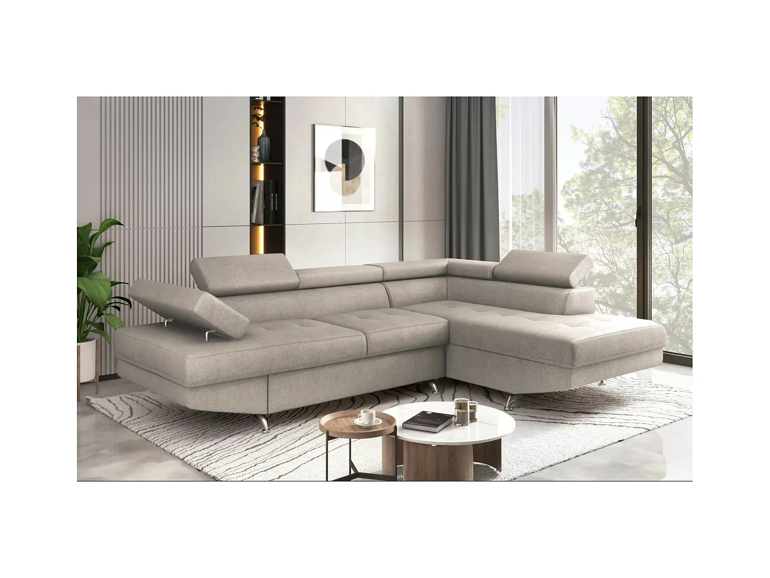 Canapé d'angle Rio R/revêtement tissu/Gris