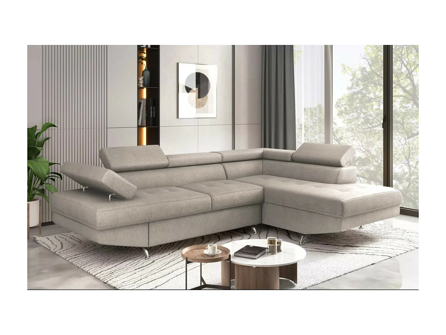 Ecksofa Rio R/Stoffbezug/Grau