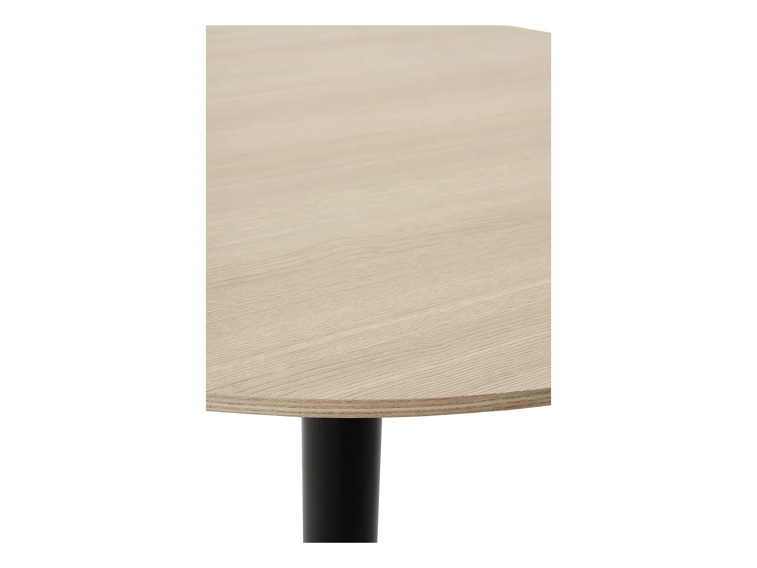 Table en mélamine frêne 80 de diamètre, pied en métal noir