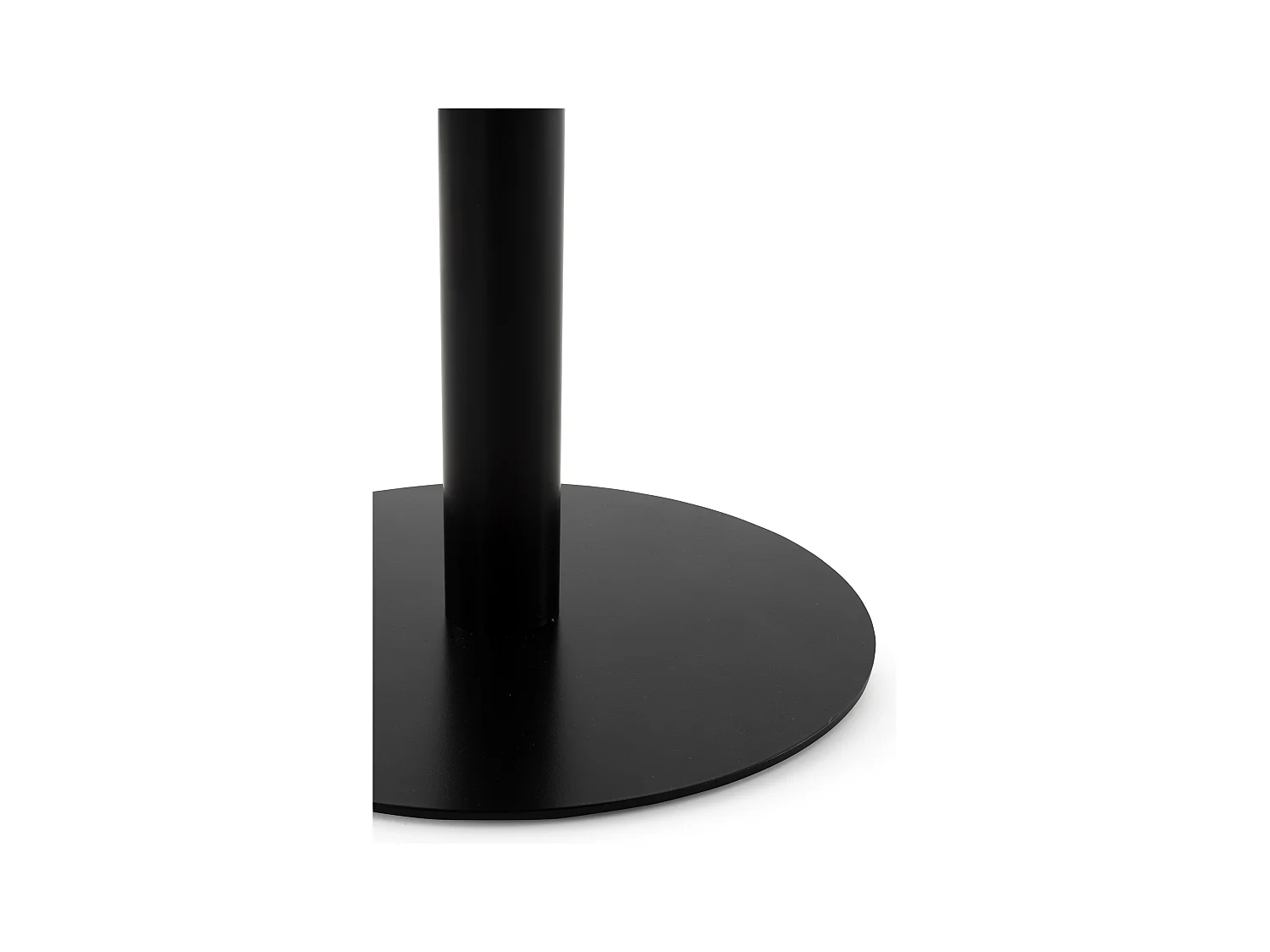 Table en mélamine frêne 80 de diamètre, pied en métal noir