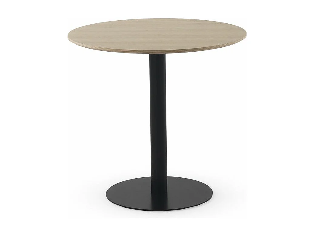 Tisch Melamin Esche 80 Durchmesser, Mittelfuß Metall schwarz