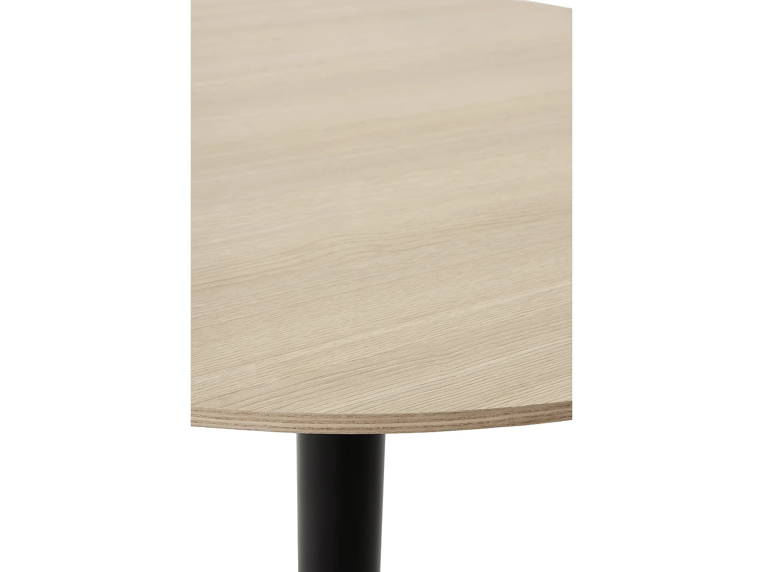 Table en mélamine frêne 80 de diamètre, pied en métal noir