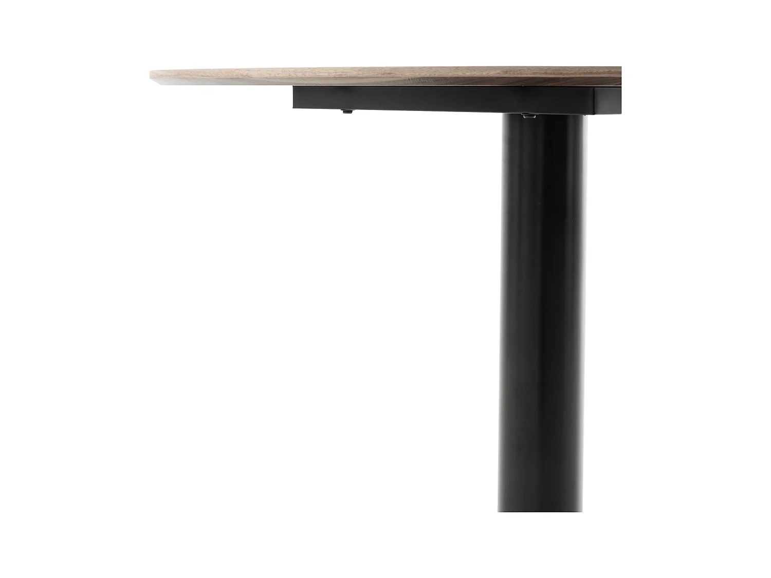 Table en mélamine noyer 100 de diamètre, pied en métal noir