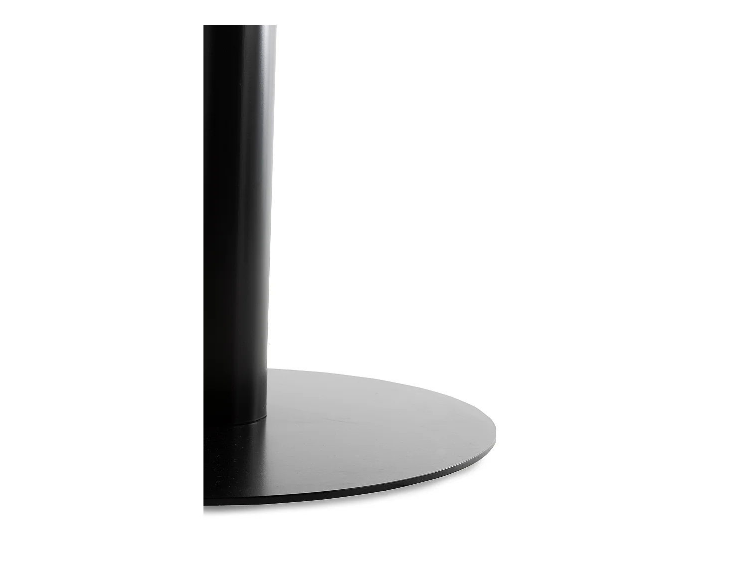 Table en mélamine noyer 100 de diamètre, pied en métal noir