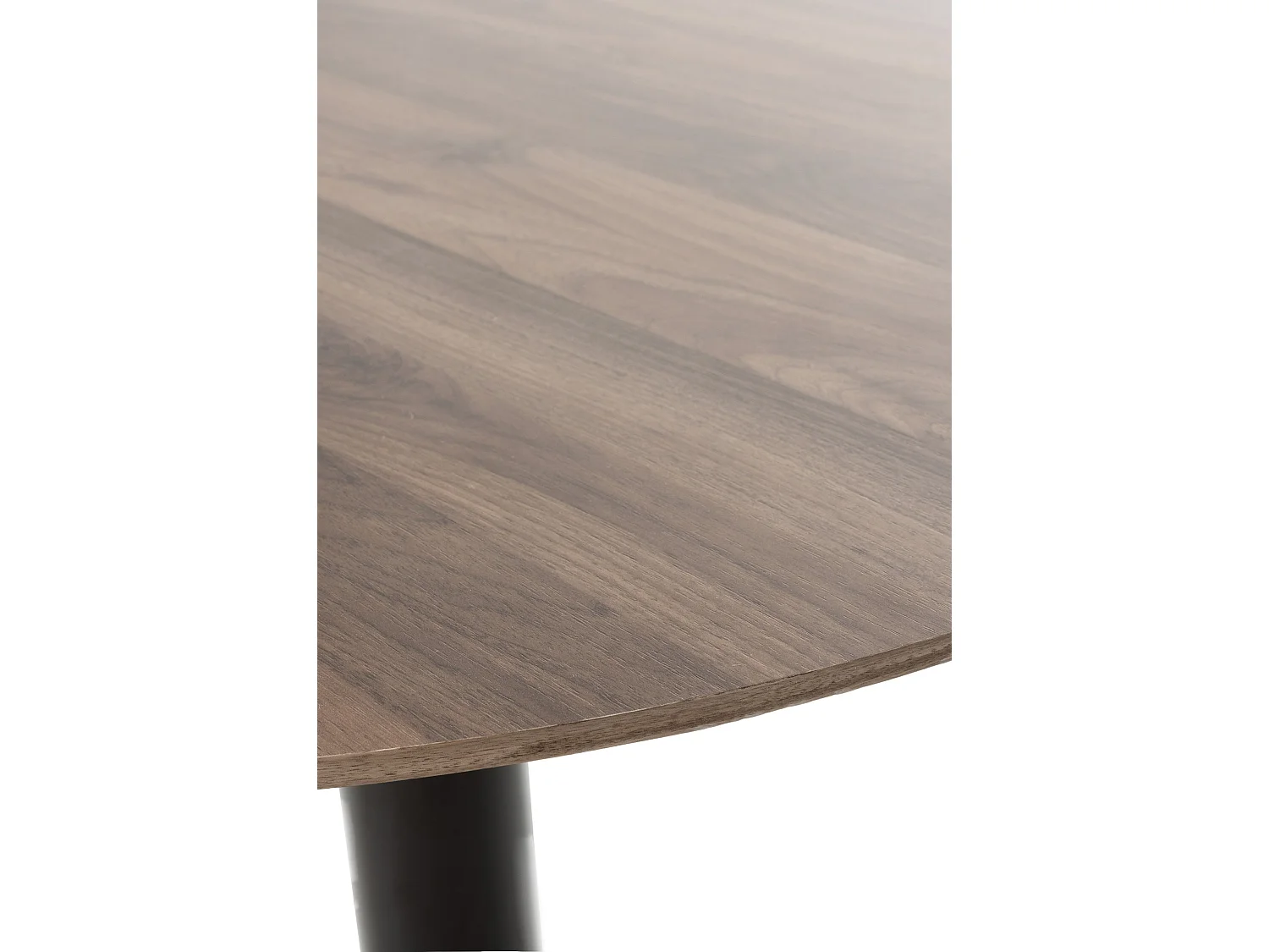 Table en mélamine noyer 100 de diamètre, pied en métal noir