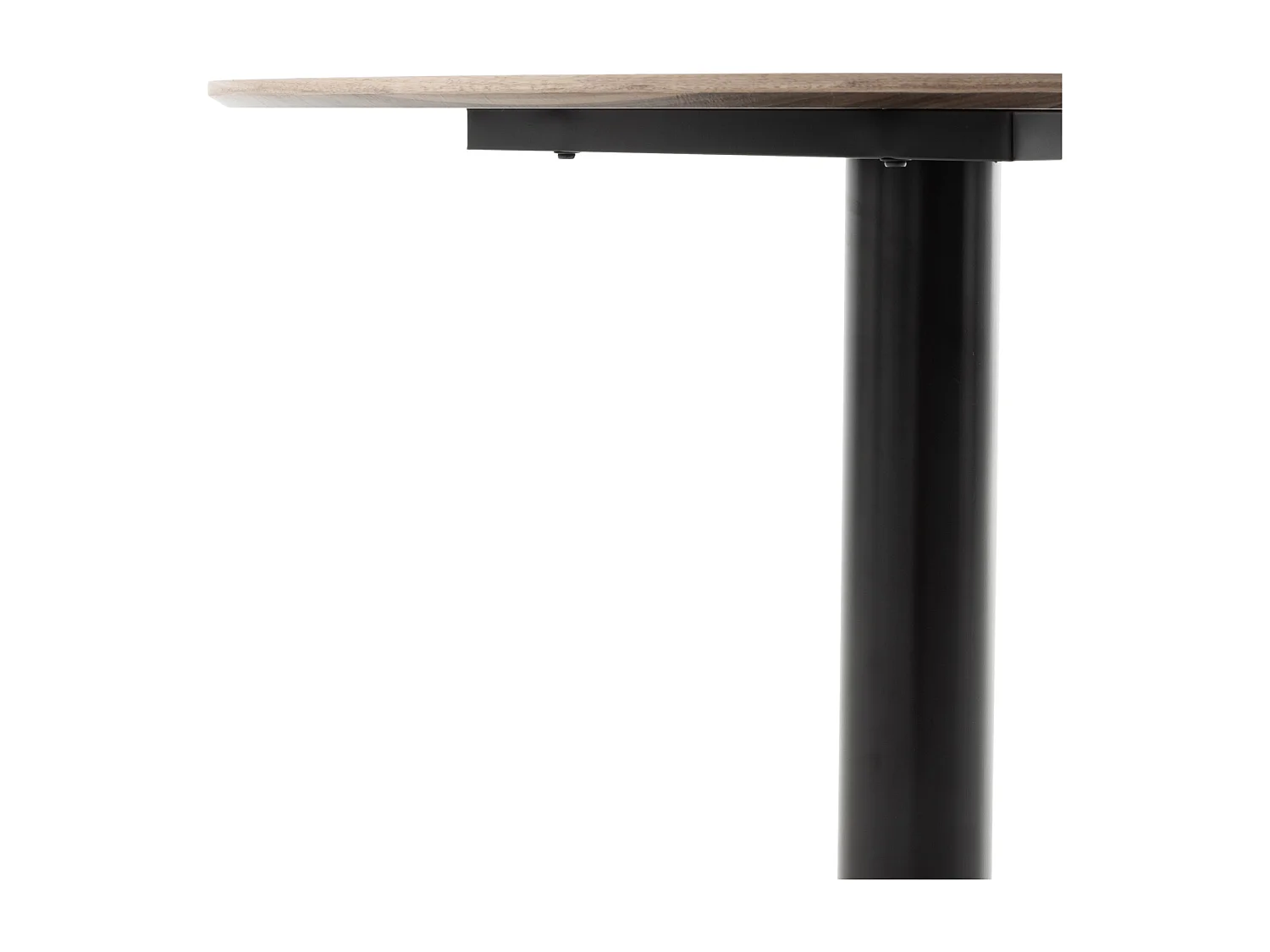 Table en mélamine noyer 100 de diamètre, pied en métal noir