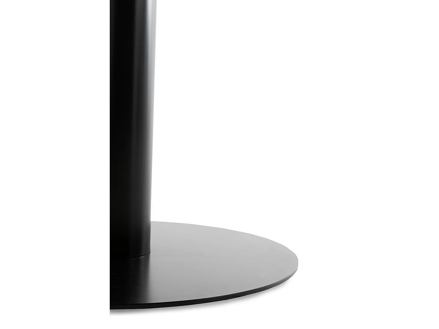 Table en mélamine noyer 100 de diamètre, pied en métal noir