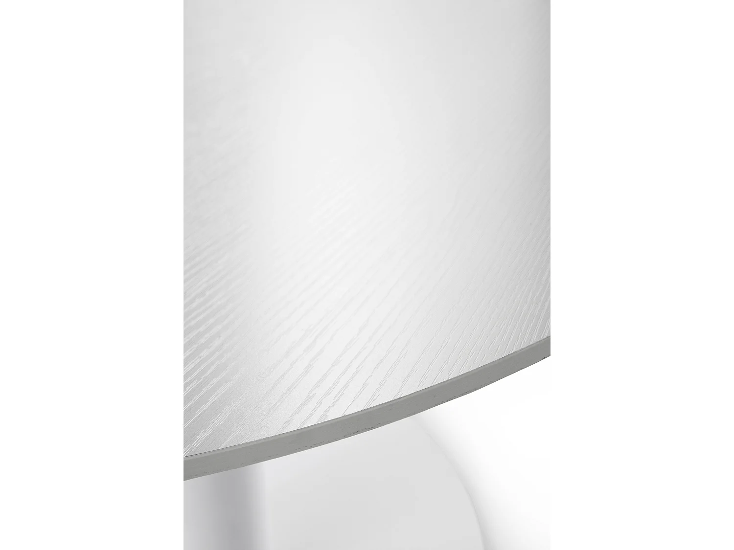 Table en mélamine blanche 80 de diamètre, pied en métal blanc