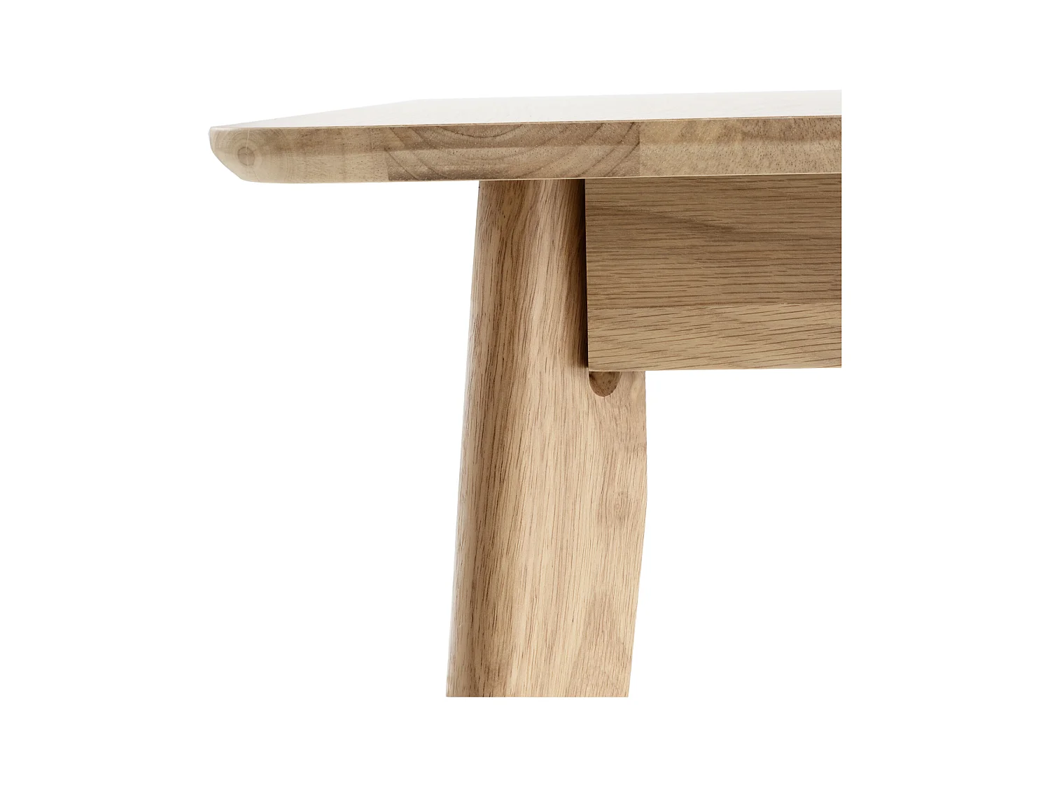 Table carrée 80x80 pieds en hévéa et plateau plaqué en chêne