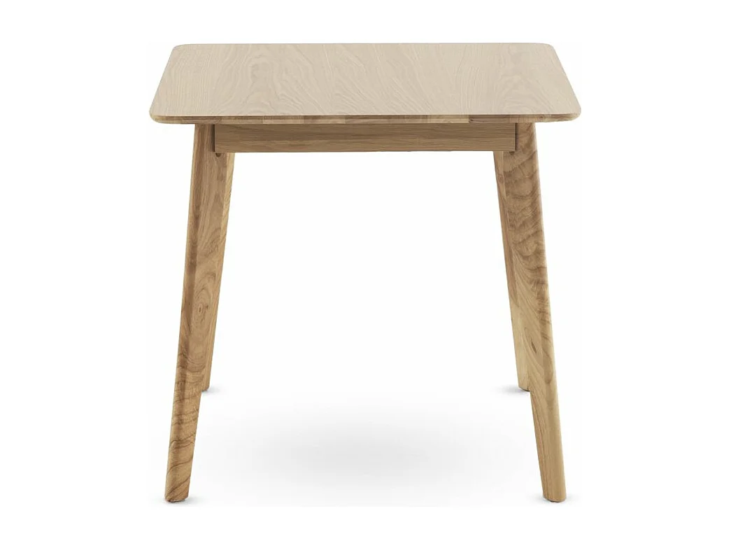 Table carrée 80x80 pieds en hévéa et plateau plaqué en chêne