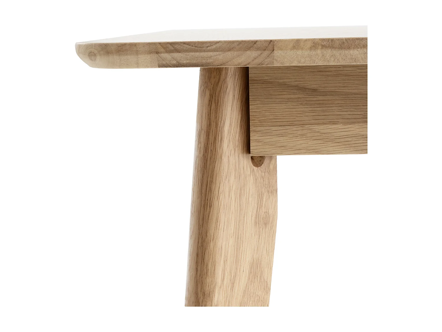 Table carrée 80x80 pieds en hévéa et plateau plaqué en chêne