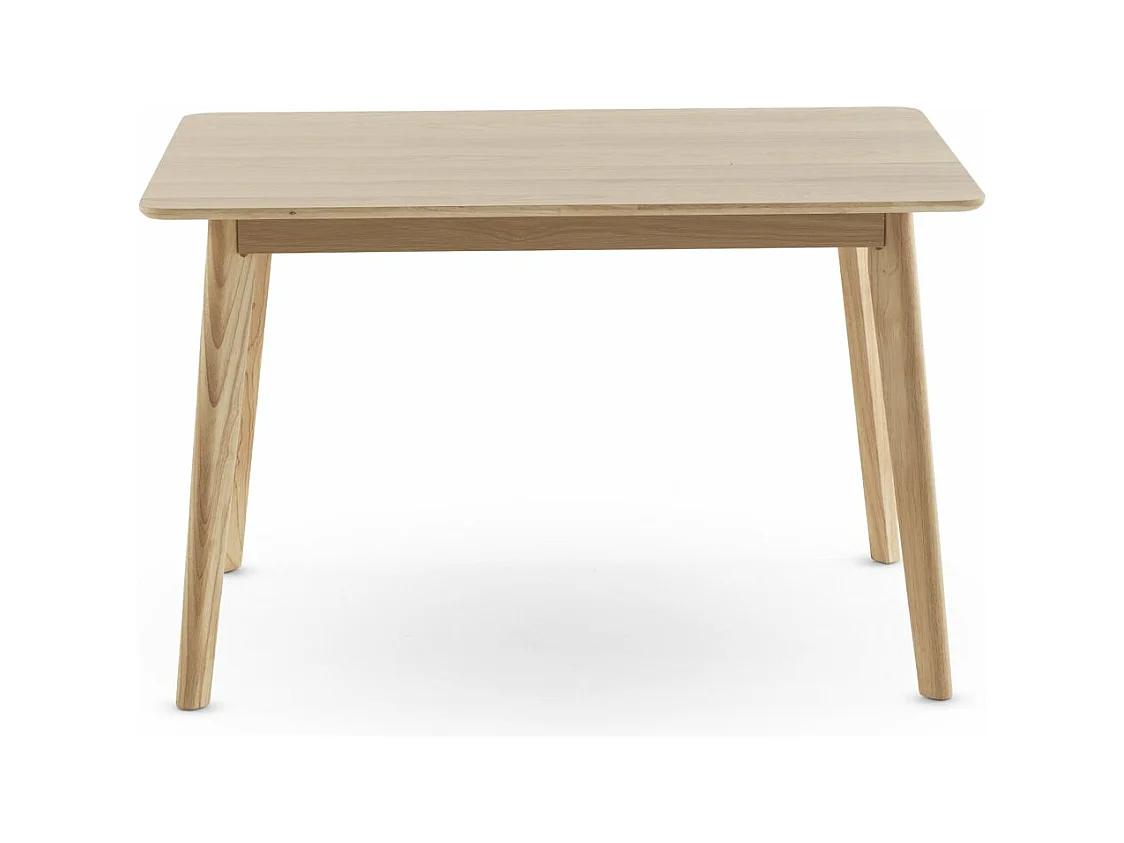Table 120x80 pieds en hévéa et plateau plaqué en chêne