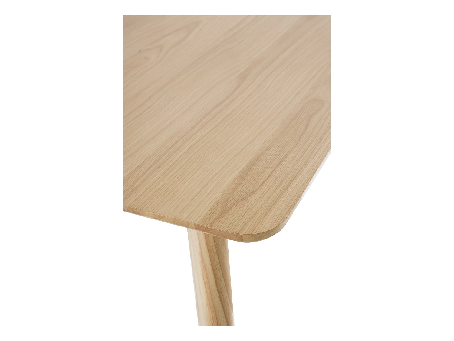 Table 120x80 pieds en hévéa et plateau plaqué en chêne