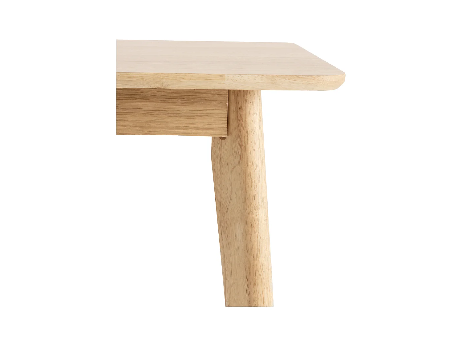 Table 120x80 pieds en hévéa et plateau plaqué en chêne