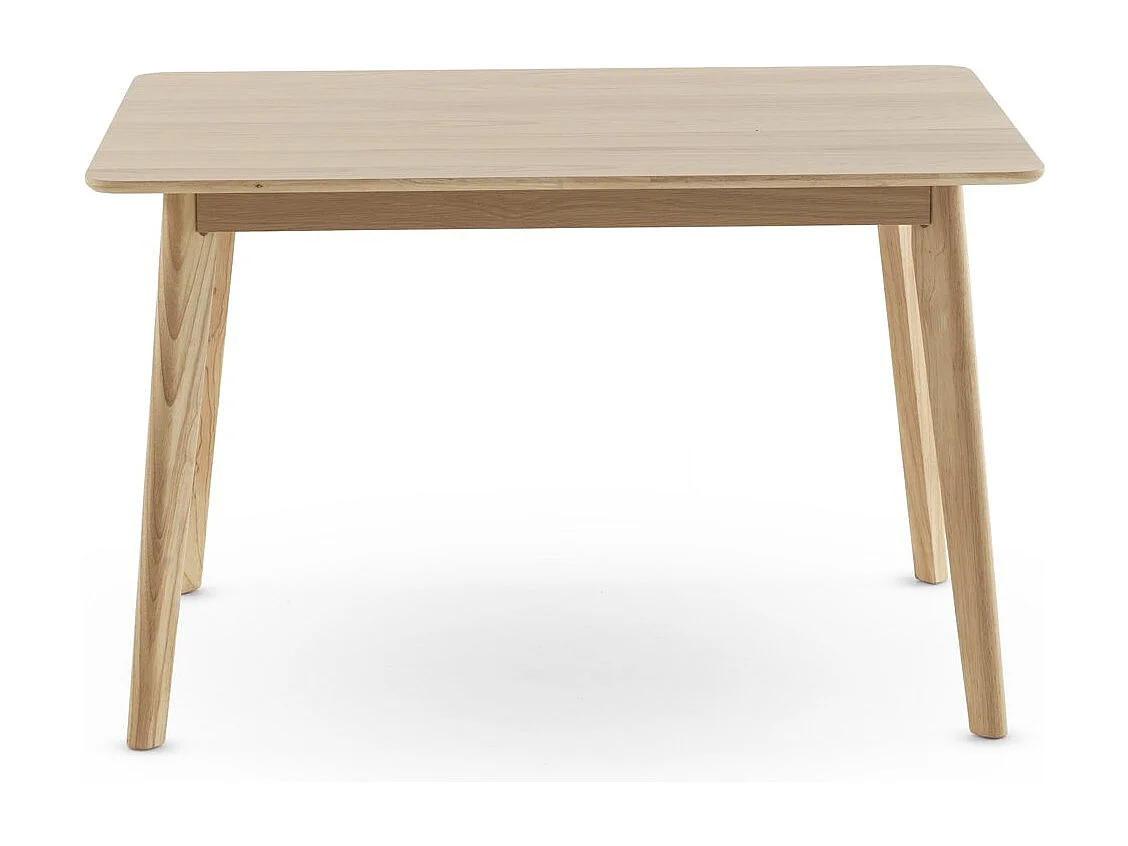 Tavolo 120x80 gambe in hevea con piano impiallacciato in rovere