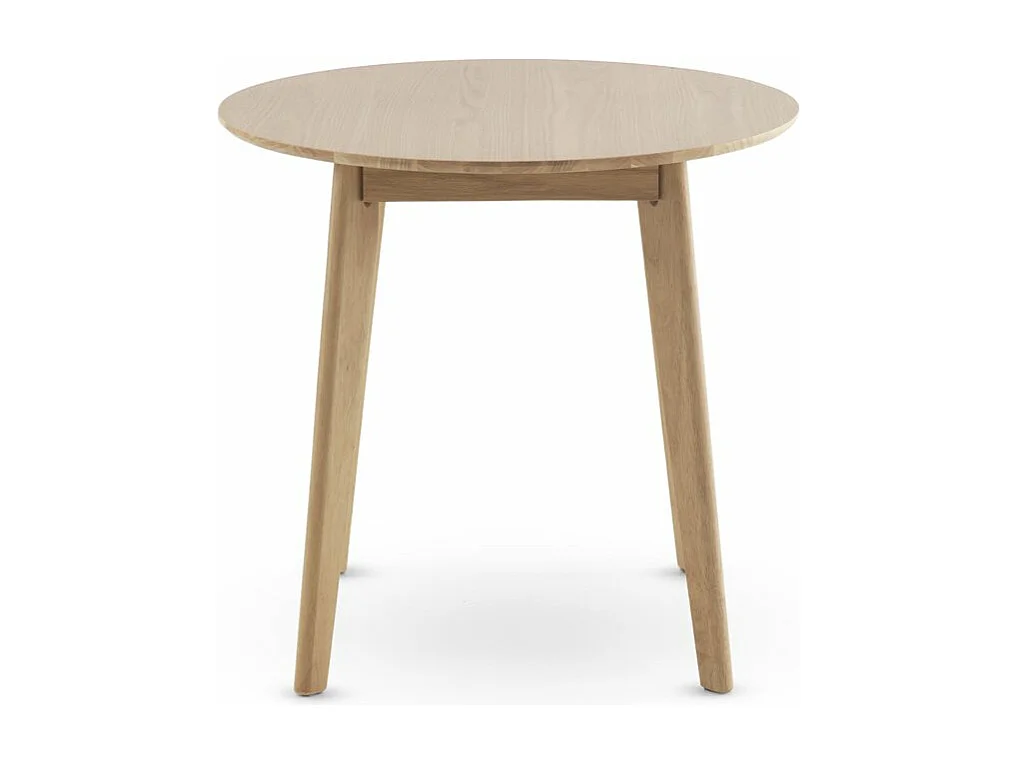 Mesa 80 diametro patas madera de hevea con sobre chapado en roble