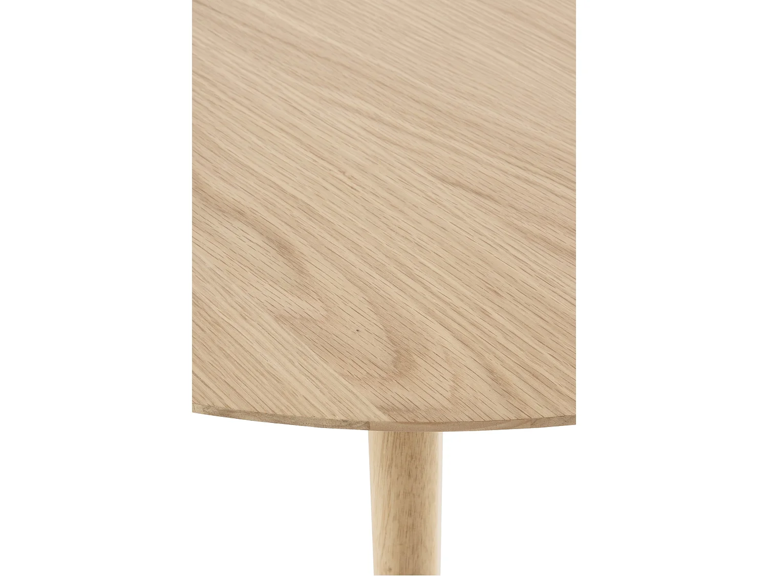 Mesa 80 diametro patas madera de hevea con sobre chapado en roble