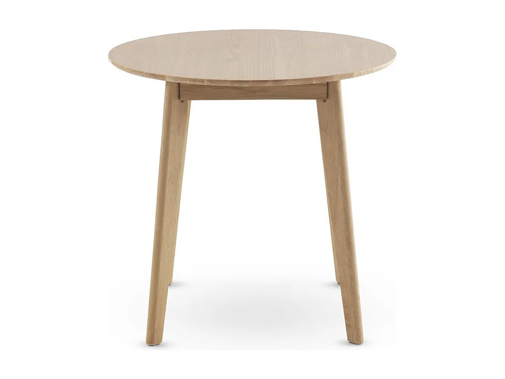 Mesa 80 diametro patas madera de hevea con sobre chapado en roble