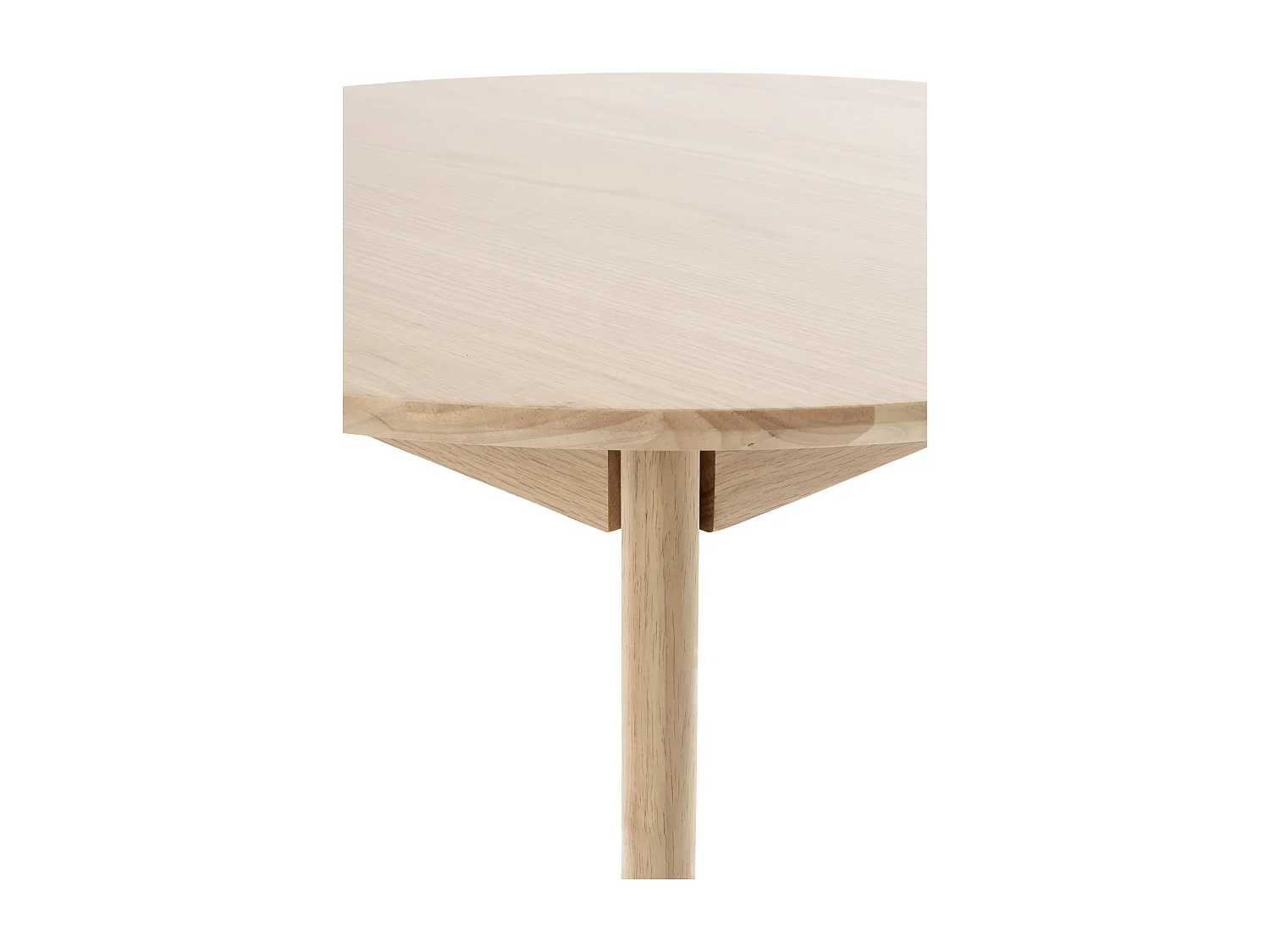 Mesa 80 diametro patas madera de hevea con sobre chapado en roble