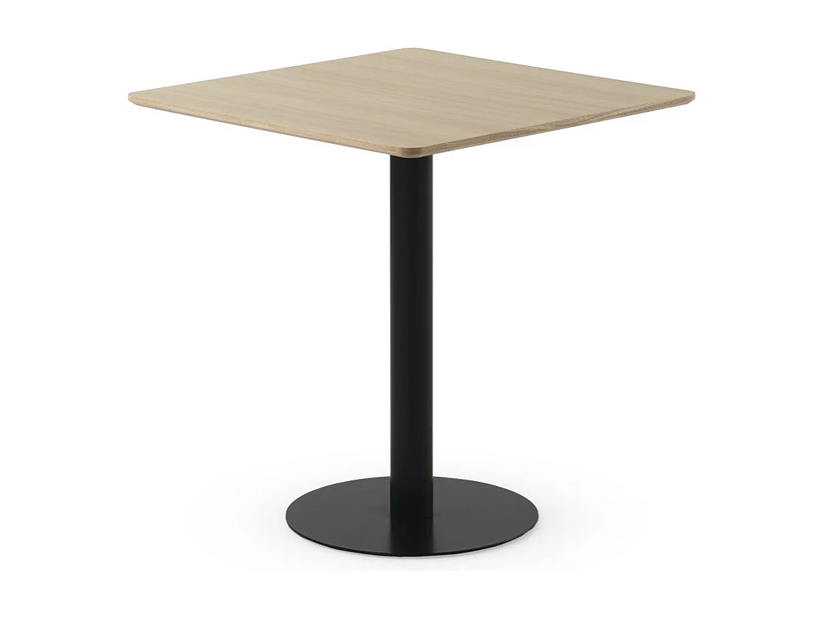 Tafel in es-melamine 70x70, zwart metalen middenpoot