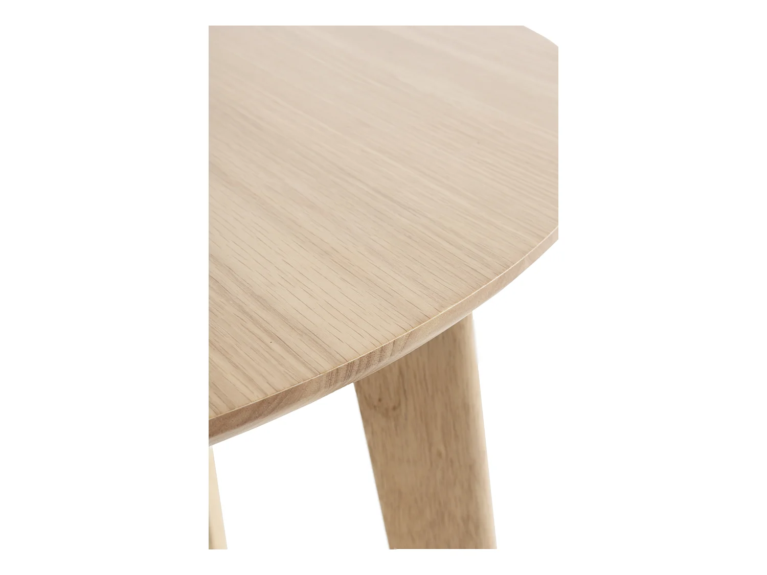 Table 100 diamètre pieds en hévéa et plateau plaqué chêne