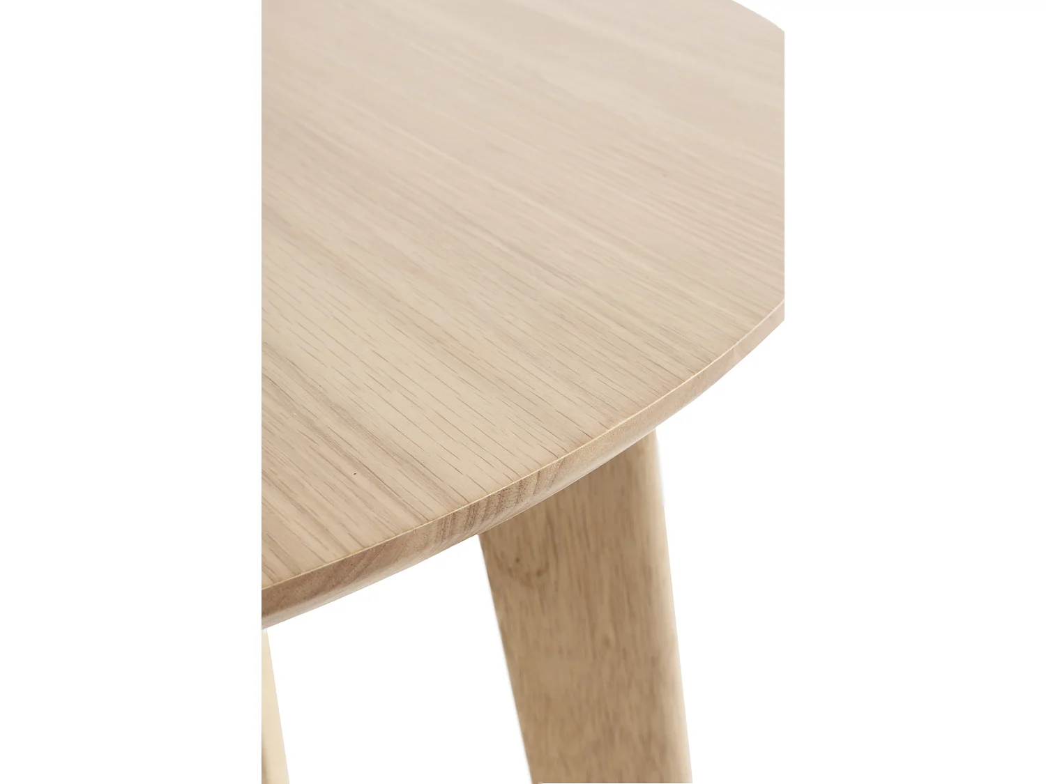 Table 100 diamètre pieds en hévéa et plateau plaqué chêne