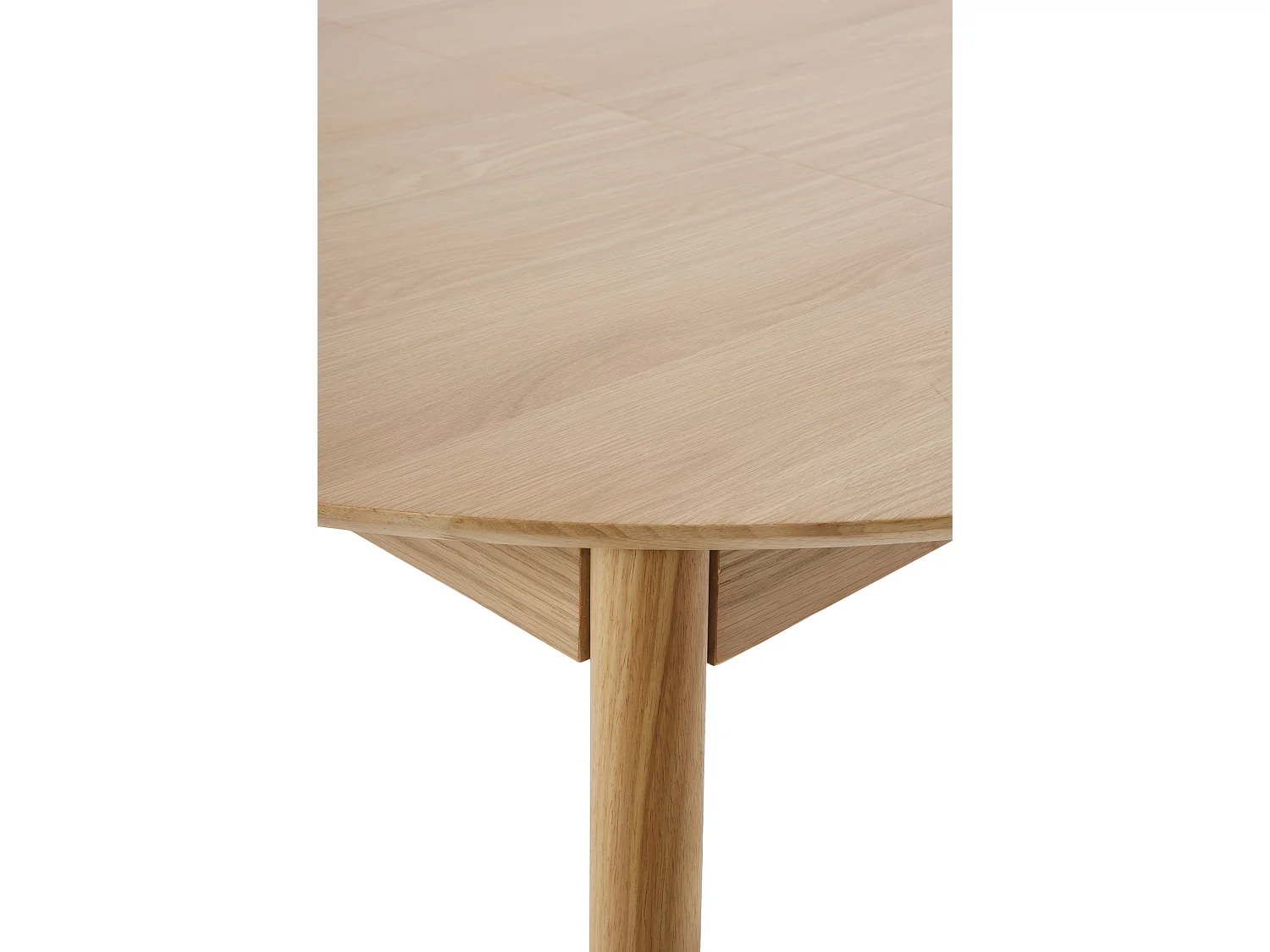 Table 100 diamètre pieds en hévéa et plateau plaqué chêne