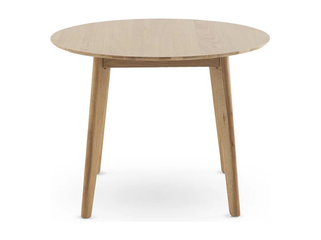 Mesa redonda 100 diâmetro com pés em madeira de hevea e tampo folheado a carvalho