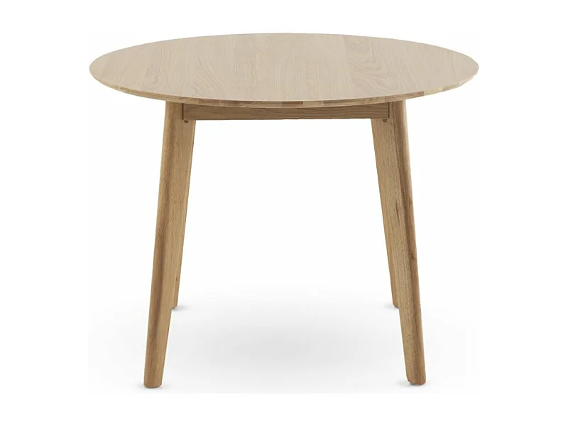 Tavolo 100 diametro gambe in hevea con piano impiallacciato in rovere