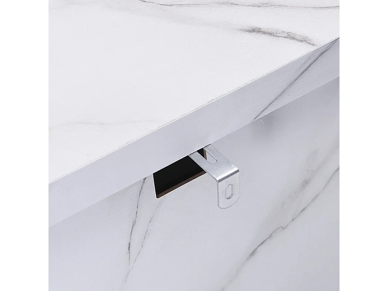 Buffet avec 6 tiroirs - Panneau de particules - aspect en marbre blanc - 120 x 40 x 80 CM