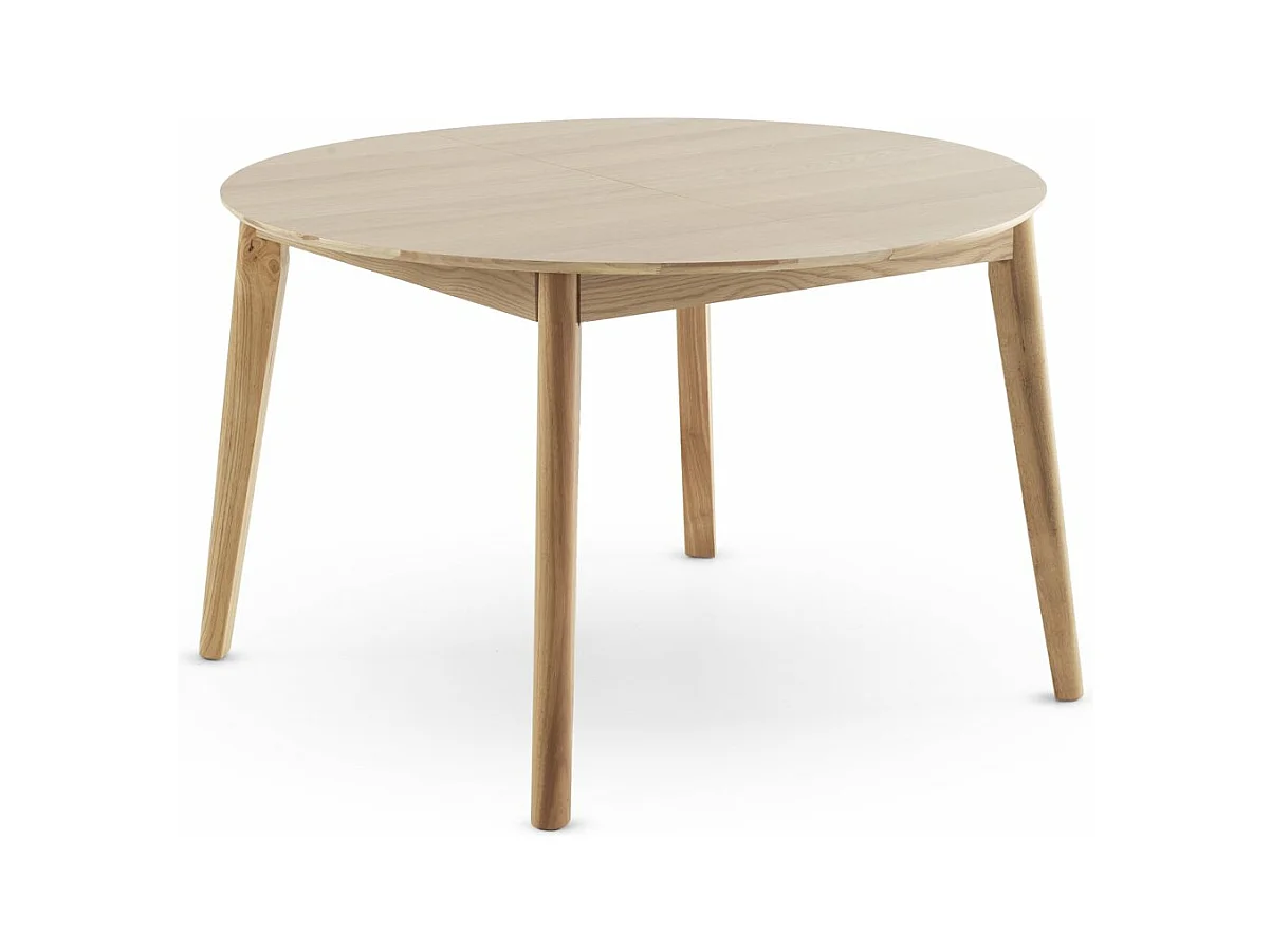 Ausziehbarer Tisch, 120/150, mit Hevea-Beinen und Eichenfurnierplatte