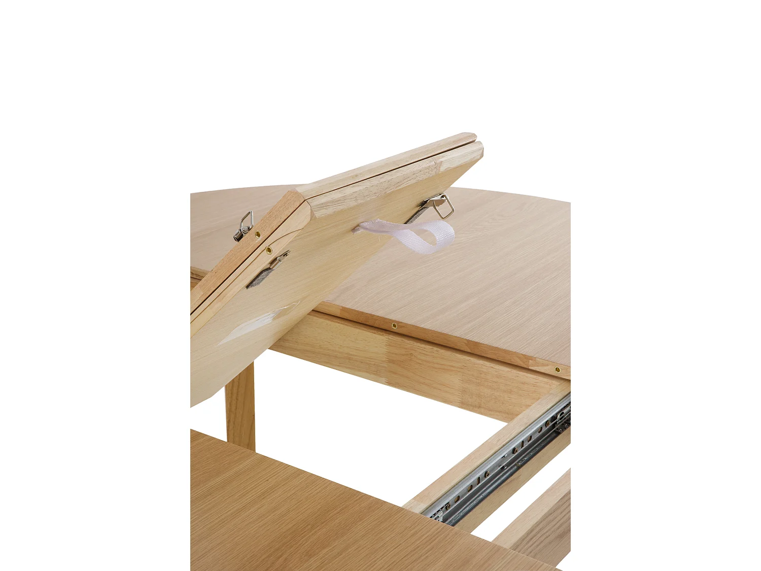 Tavolo 120/150 con gambe in hevea con piano impiallacciato in rovere