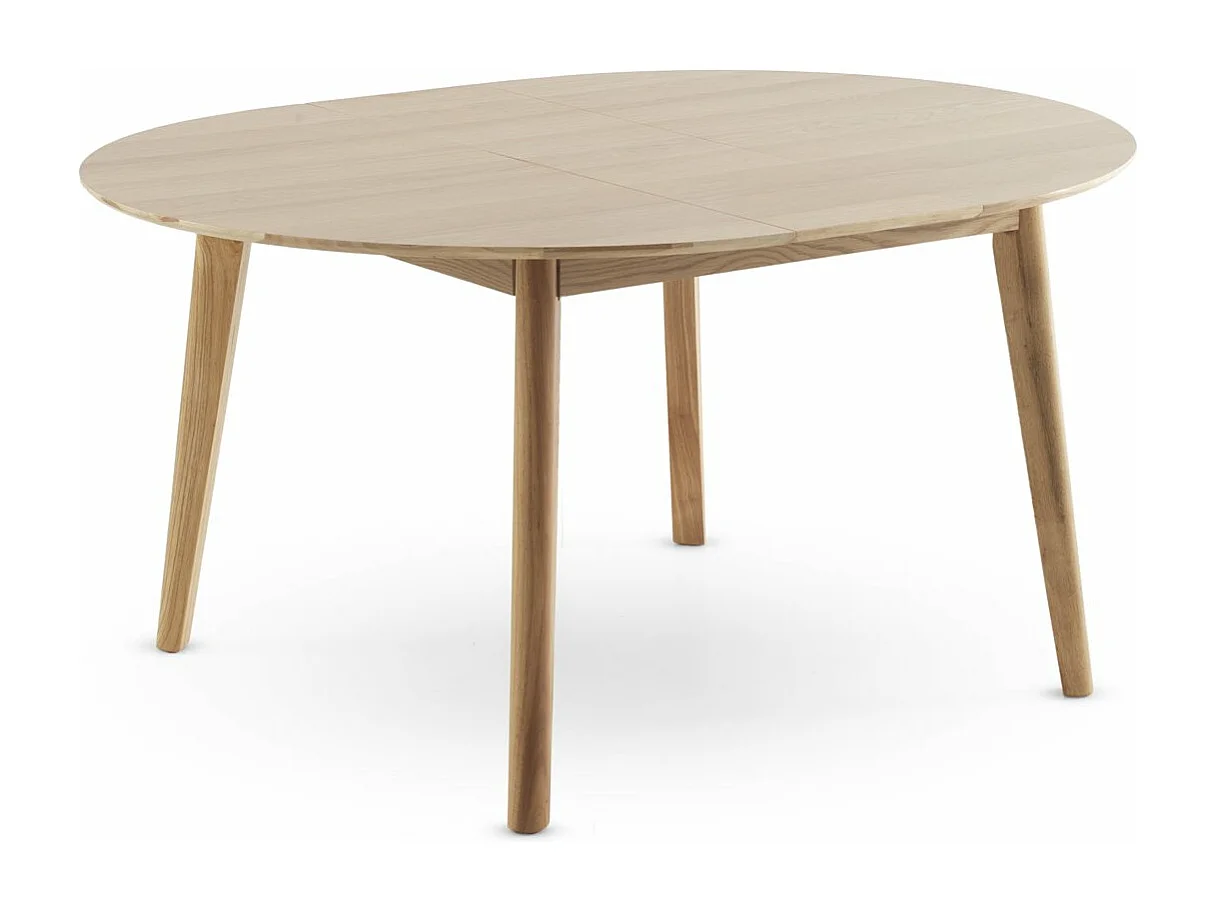 Tavolo 120/150 con gambe in hevea con piano impiallacciato in rovere