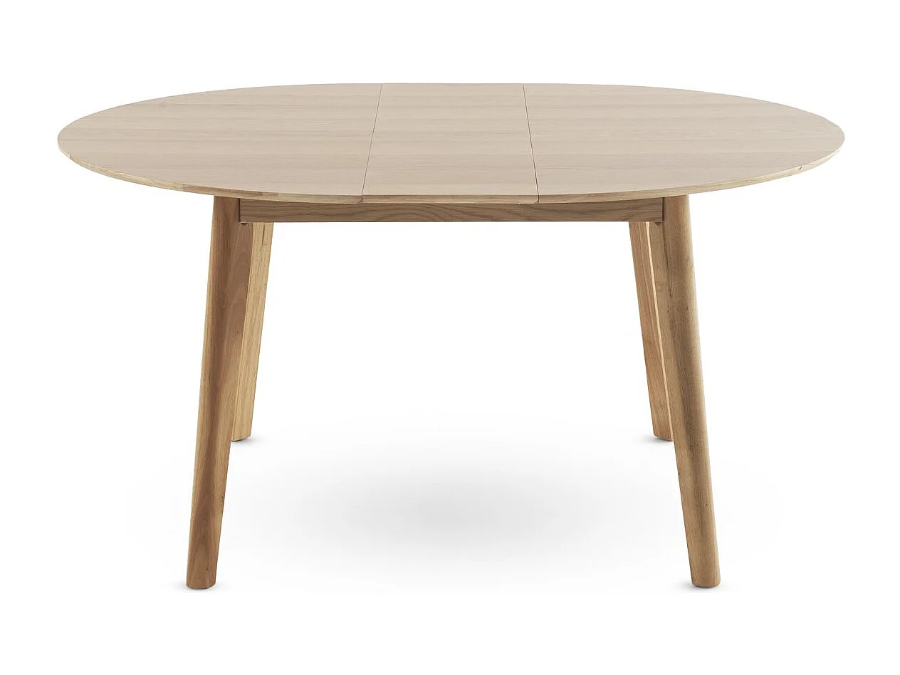 Table extensible 120/150 avec pieds en hévéa et plateau plaqué chêne